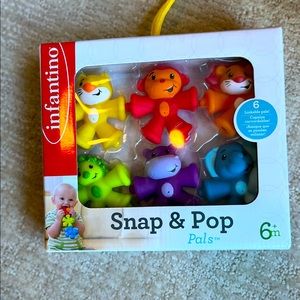 Infantino Snap & Pop Pals Toy 6m+ NWT